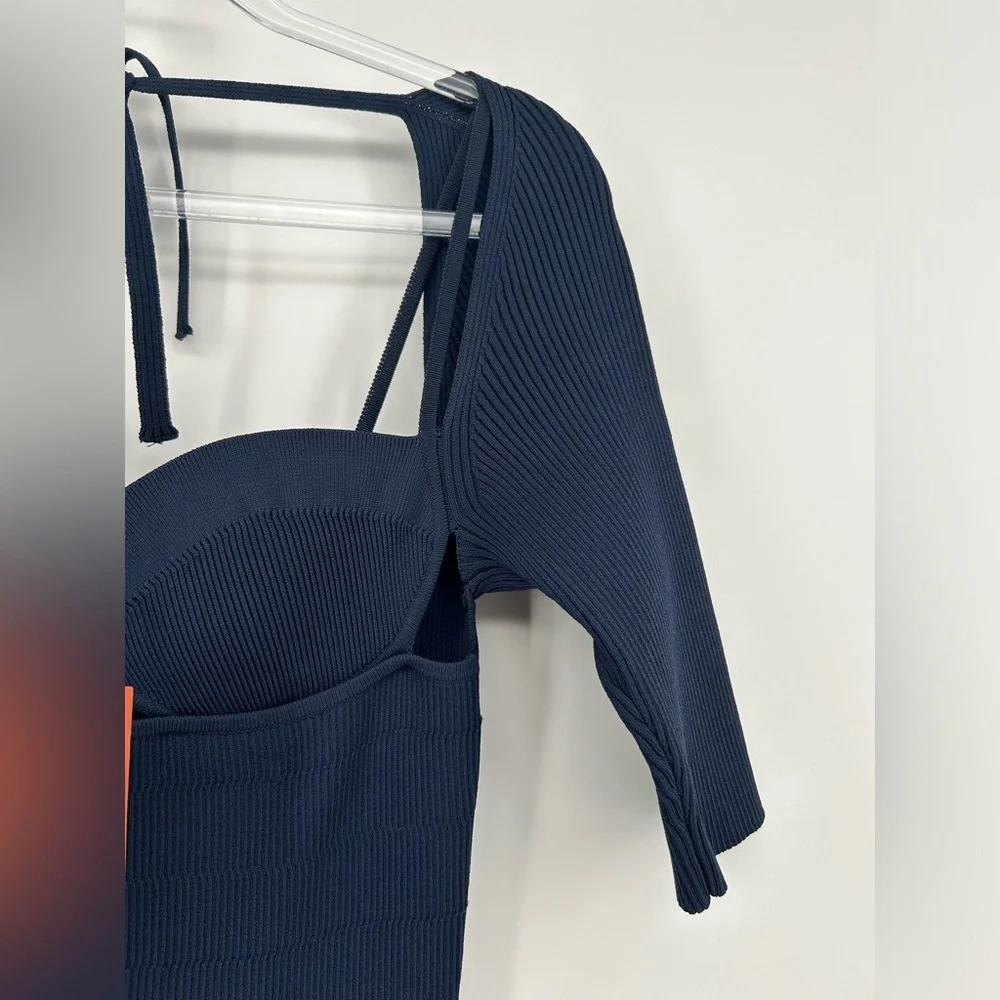 $1595 Nwt Altuzarra Women's Blue Mareen Knit Fitted Dress 3/4 Sleeve Size M - Picture 7 of 16